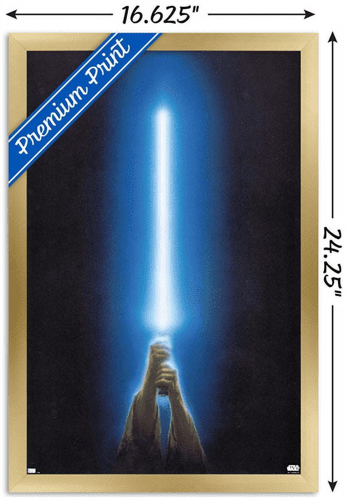 Star Wars: Original Trilogy - Blue Lightsaber Wall Poster, 14.725" x 22.375", Framed