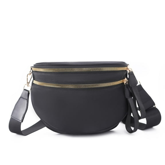 Crossbody Bags Bum Bag for Women Large Sling Bag Purse with Adjustable Strap(Black)
