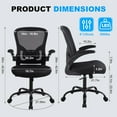 thumbnail image 4 of Flysky Mesh Office Chair 300lb, Ergonomic Home Office Desk Chair with Lumbar Support and Flip-up Arms, Black, 4 of 9