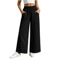 thumbnail image 2 of Sevevn Women’s Elastic High-Waisted Tiered Hem Palazzo Pants Flowy Wide Leg Casual Trousers with Side Pockets, 2 of 7