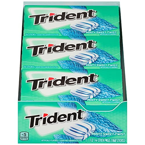 Trident Minty Sweet Twist Sugar Free Gum, 12 Packs of 14 Pieces (168 Total Pieces)