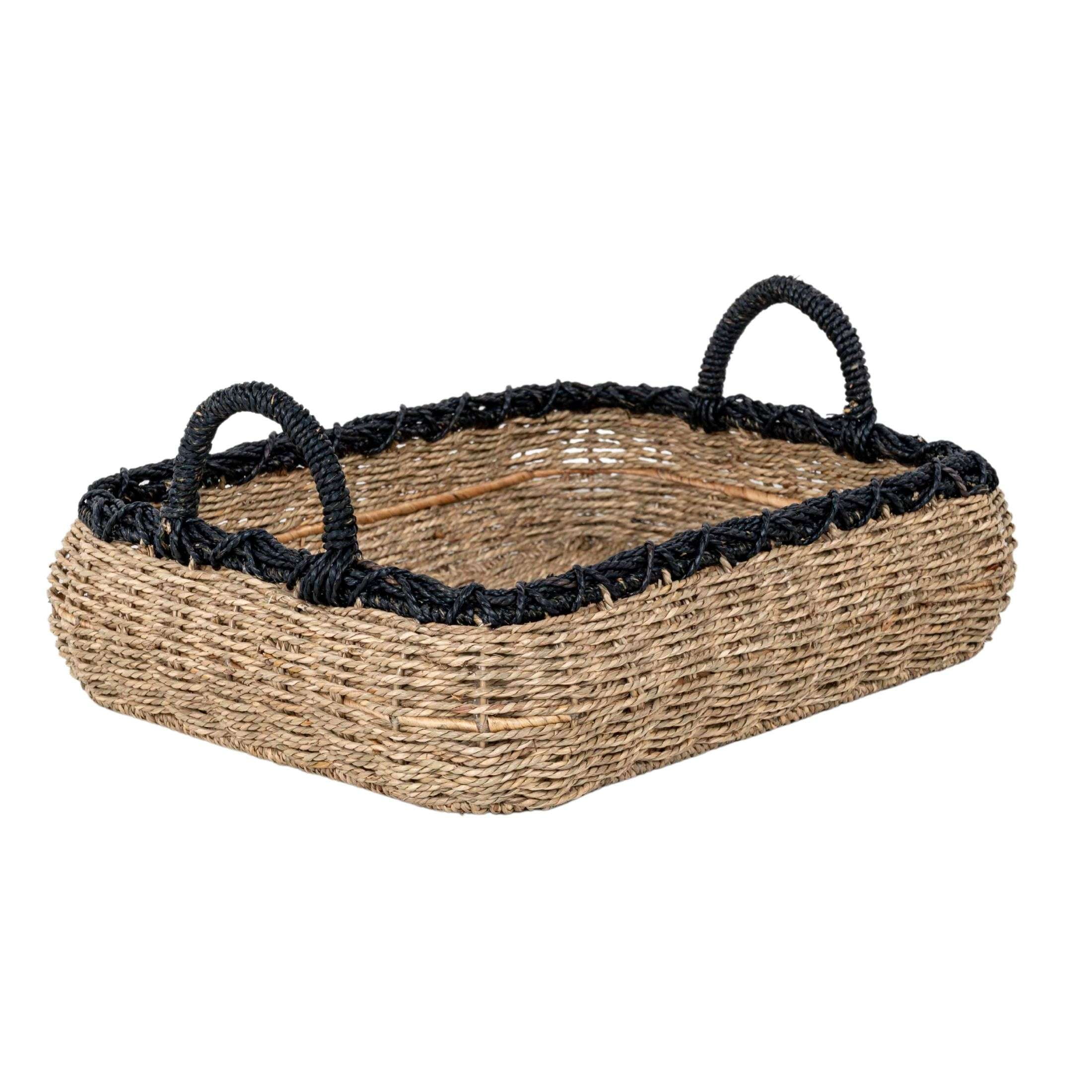 (2 pack) Better Homes & Gardens Seagrass Tray Storage Basket with Handles