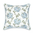 thumbnail image 6 of Hofdeco Premium Coastal Patio Indoor Outdoor Throw Pillow Cover Only, 18"x18" Water Repellent for Backyard, Couch, Baby Blue Green Embroidered Hibiscus Floral with Piping, 6 of 6
