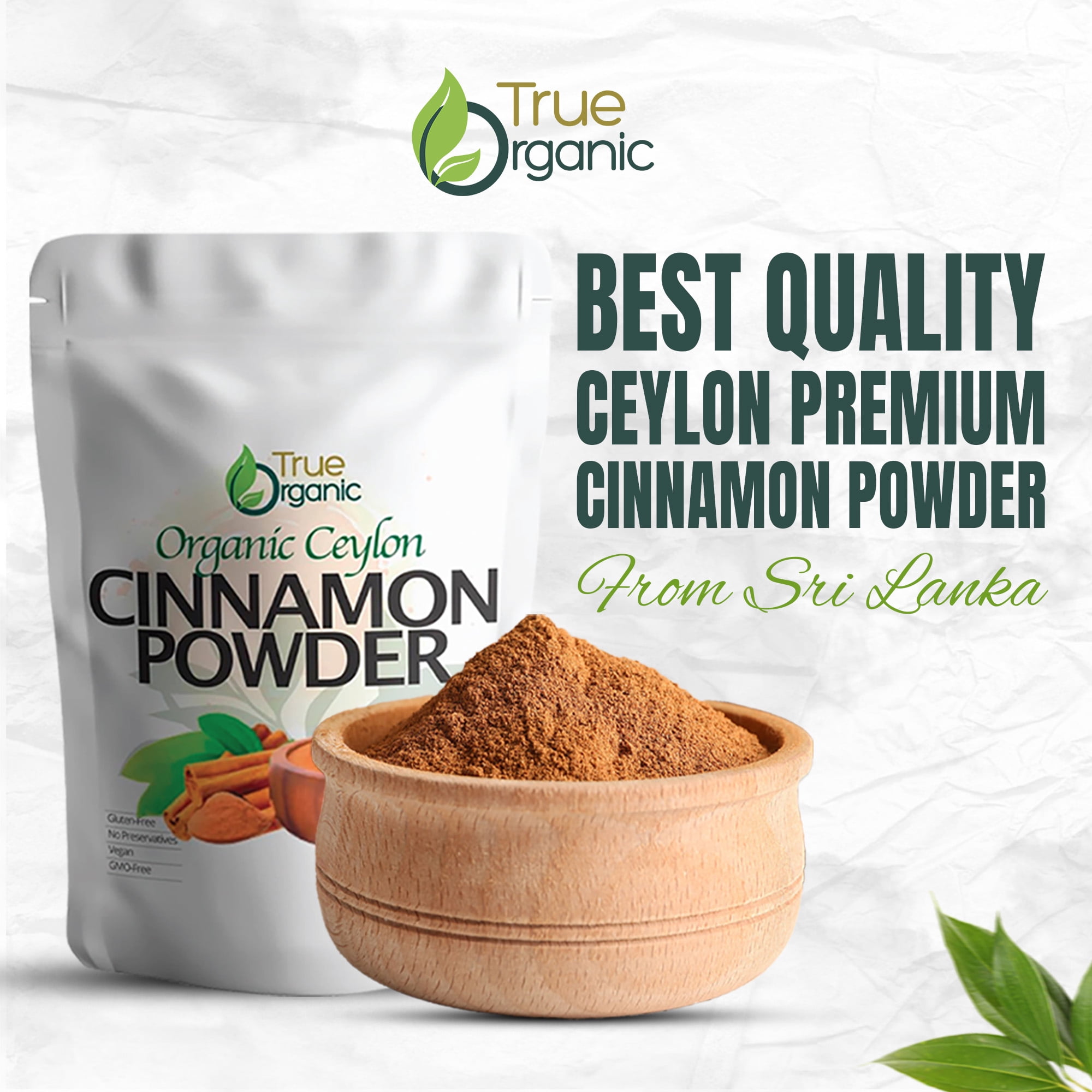 True Organic Ground Ceylon Cinnamon , 16 oz, USDA Organic & Kosher Certified