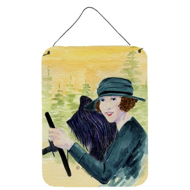 Carolines Treasures SS8549DS1216 Lady driving with her Briard Aluminium Metal Wall Or Door Hanging Prints