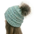 thumbnail image 2 of MIASHUI Winter Colorful Pom Pom Knit Solid Color Slouchy Beanie with Ball Warm Lined Cap Blue, 2 of 3
