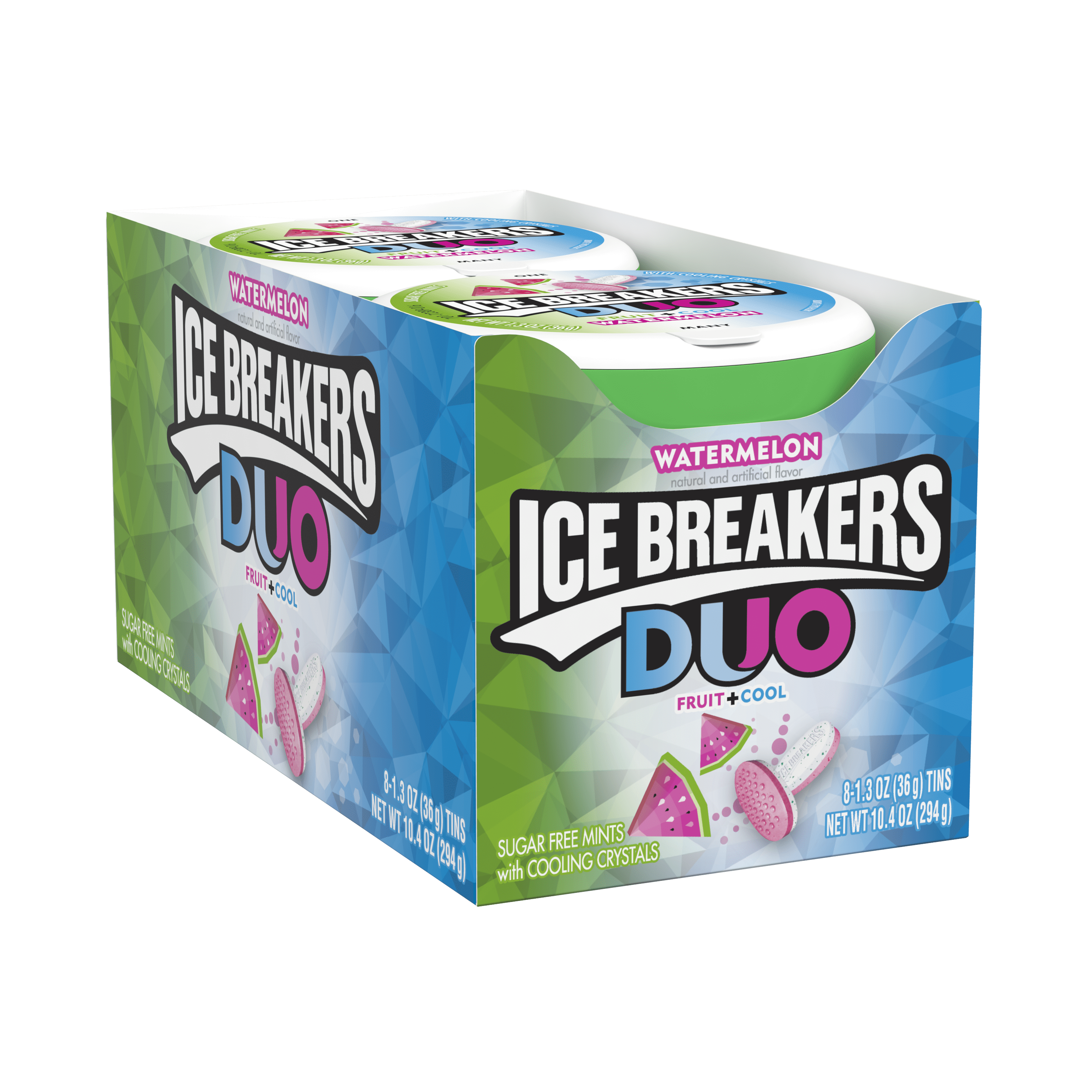 Ice Breakers Duos Breath Mints, Watermelon, 1.3 oz Tin (Pack of 8