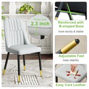 JUFU Modern Dining Chairs, Set of 4, Upholstered Kitchen Chairs Mid Century Armless Faux Leather Chairs(Light Gray)