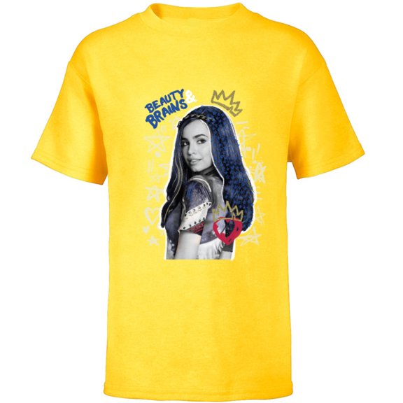 Disney Descendants 2 Evie Collage - Short Sleeve T-Shirt for Kids -Customized-Yellow