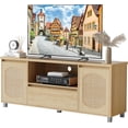thumbnail image 2 of EDTara 70 Inch Rattan Tv Stand, Bohemian Style Media Console With Storage Drawer and Adjustable Shelf, 2 of 7