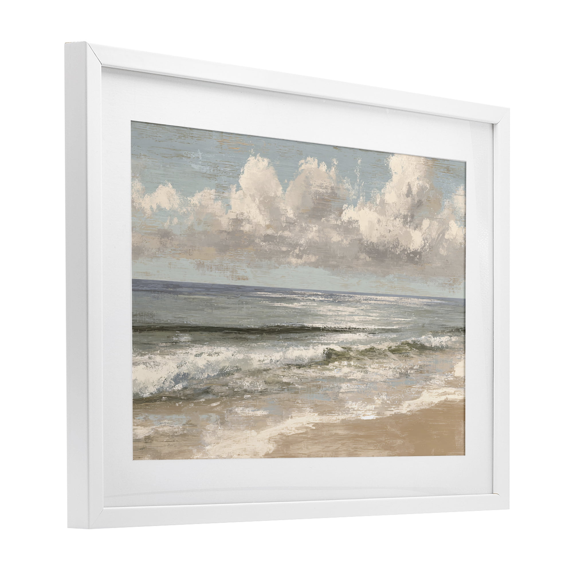 Stupell Industries Distressed Beach Horizon White Framed Print Under Glass, design by Jacky Ngan