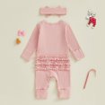 thumbnail image 4 of felwors Infant Baby Girl Fall Outfit Sweatshirt Romper Ribbed Letter Print Jumpsuit Long Sleeve Bodysuit Cute Newborn Clothes, 4 of 7