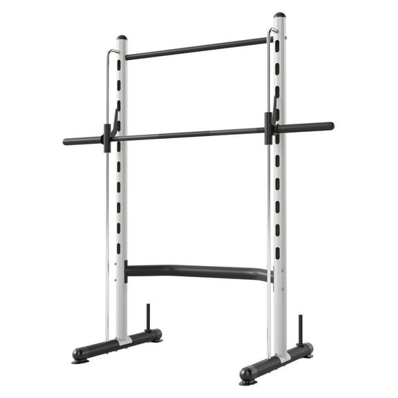 Squat Rack with Pull Up Bar - Adjustable Weight Lifting Half Rack - Barbell & Bench Press Station - Home Gym Equipment - White