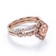 thumbnail image 2 of JeenMata Anillo Nupcial Art Déco 1.5 ct Pavé Cruzado Morganita y Moissanita Redonda Rosa Melocotón en Plata con Baño de Oro Rosa 18 K, 2 of 5
