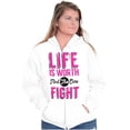 thumbnail image 3 of Life is Worth the Fight Breast Cancer Zip Hoodie Sweatshirt Women Brisco Brands L, 3 of 6