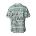 thumbnail image 2 of Disketp Men's Hawaiian Pirate Adventure Map Print Shirts Button Down Holiday Beach Shirts-Small, 2 of 7