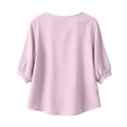 thumbnail image 4 of Wutalume Women's 3/4 Sleeve Button Down Top - Casual Cotton Blouse with Front Button Closure, 3/4 Sleeve Blouses for Women, Womens Summer Tops Lightweight,Pink L, 4 of 8
