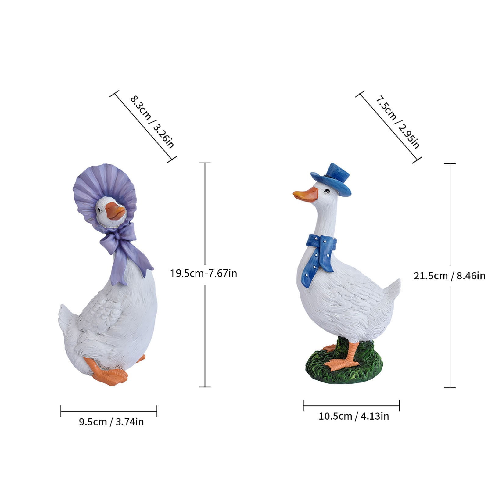 Duck Couple Decorative Garden Statues, Resin Craft Animal Sculptures, Perfect for Yard Patio, Living Room, Entryway, Bedroom, Elegant Home Decor for Landscape & Interior Space Decoration, Colorful