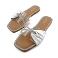 thumbnail image 2 of GJPBGK Women’s Flat Sandals Bow Slide Sandals Square Toe Summer Slip-On Shoes with Clear Straps for Party or Casual Wear, 2 of 5