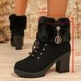 thumbnail image 4 of Xfvqtps Winter Ankle Boots for Women Fashion Chunky Block Heel Lace up Booties Comfortable Warm Casual Shoes with Metal Buckle Detail Black, 4 of 7