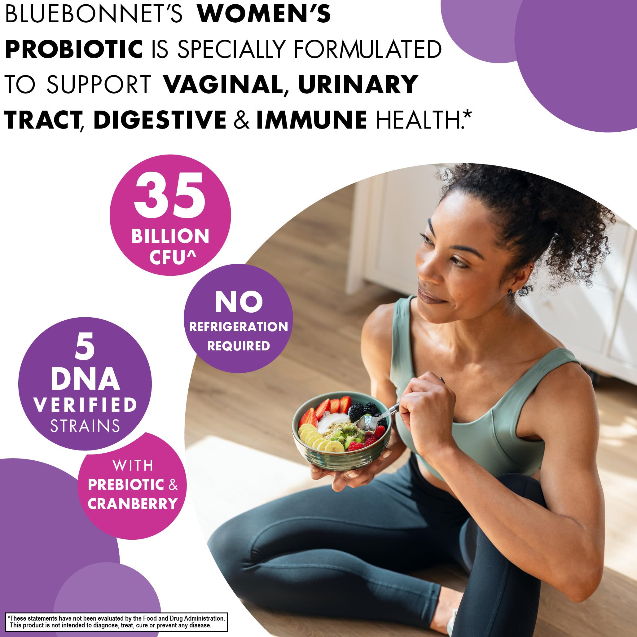 Bluebonnet Women’s Probiotic 35 Billion CFU^ w/Cranberry, Urinary Tract, Vaginal pH*