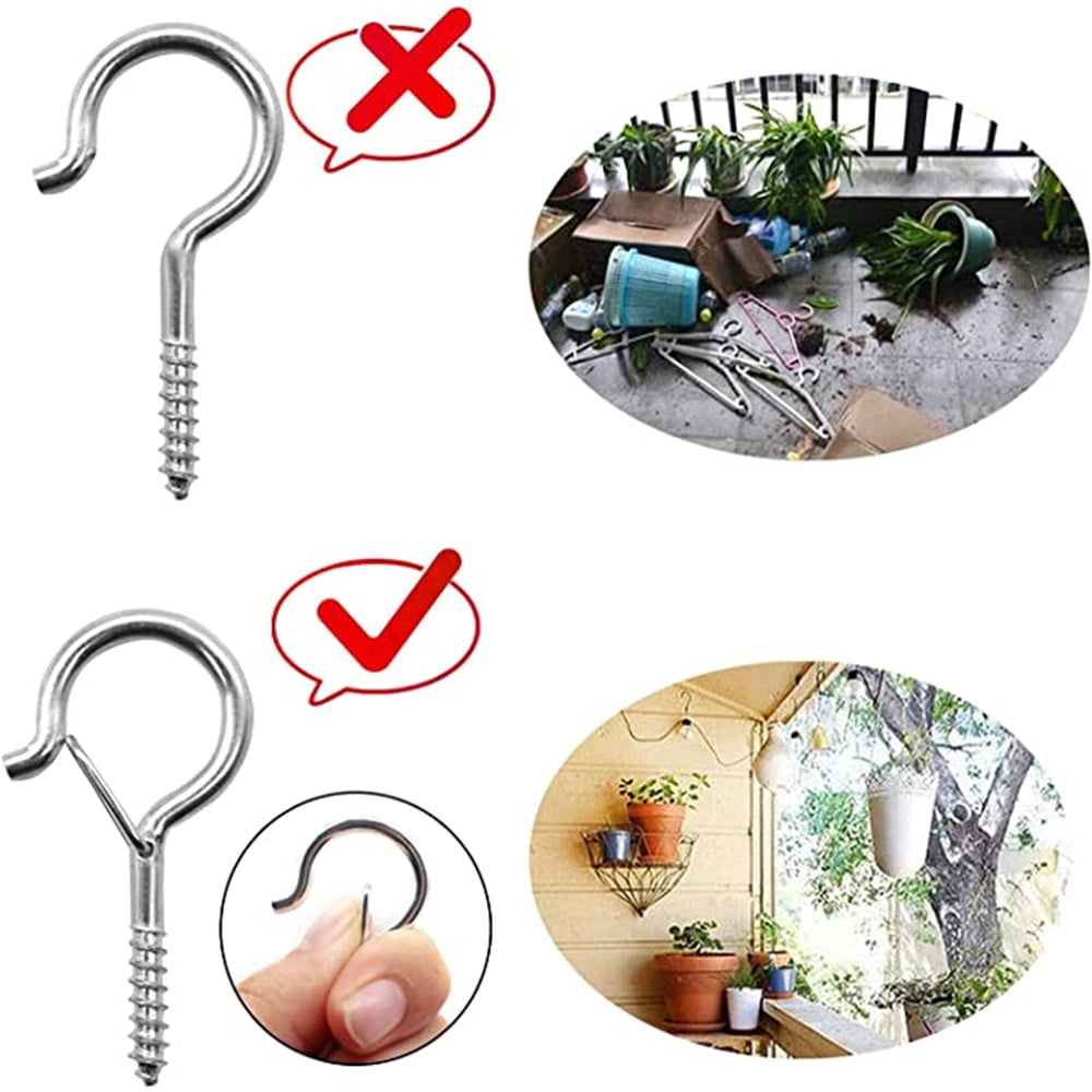 Kepooman 10 Pcs Q-Hanger, Home HolidayLights Hanger Hooks with Safe Buckle for Easy Release Outdoor Wire and Fairy Lights, Silver
