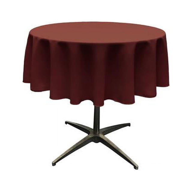 LA Linen Nappe en Popeline Polyester 51 Po. Ronde Bordeaux