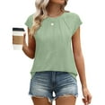 thumbnail image 2 of Duoif Dress Shirts for Women, Womens T Shirts Short Sleeve Pleated Casual Cap Sleeve Summer Tops Blouses Womens Tops Mint Green S, 2 of 9