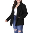 thumbnail image 5 of MODA NOVA Juniors Plus Size Long Sleeve Drawing Waist Fall Jacket 2X Black, 5 of 8
