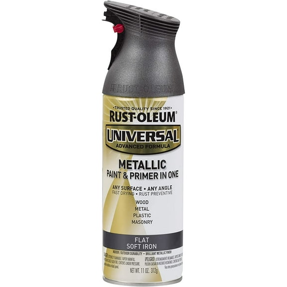 Rust-Oleum 271473-6PK Universal All Surface Metallic Spray Paint, 11 oz, Flat Soft Iron, 6 Pack