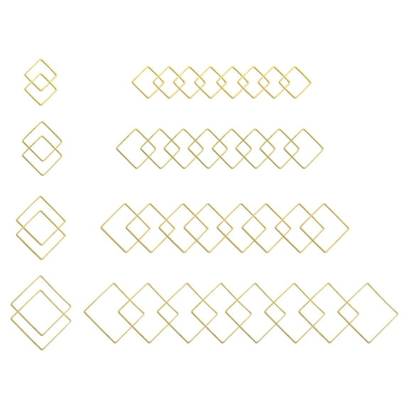 Uxcell 80Pcs Open Bezel, 4 Sizes Square Resin Bezel Charm Pendant, Gold Tone