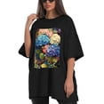 thumbnail image 4 of Plus Size Shirt for Women Black Tops for Women Oversized Short Sleeves Shirt for Women Iridescent Hydrangea2 T Shirt Crewneck Shirt for Women L, 4 of 5