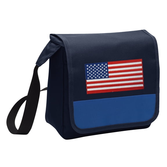 OFFICIAL USA Flag Lunch Bag Mens or Womens American Flag Lunch Box Cooler with Shoulder Strap