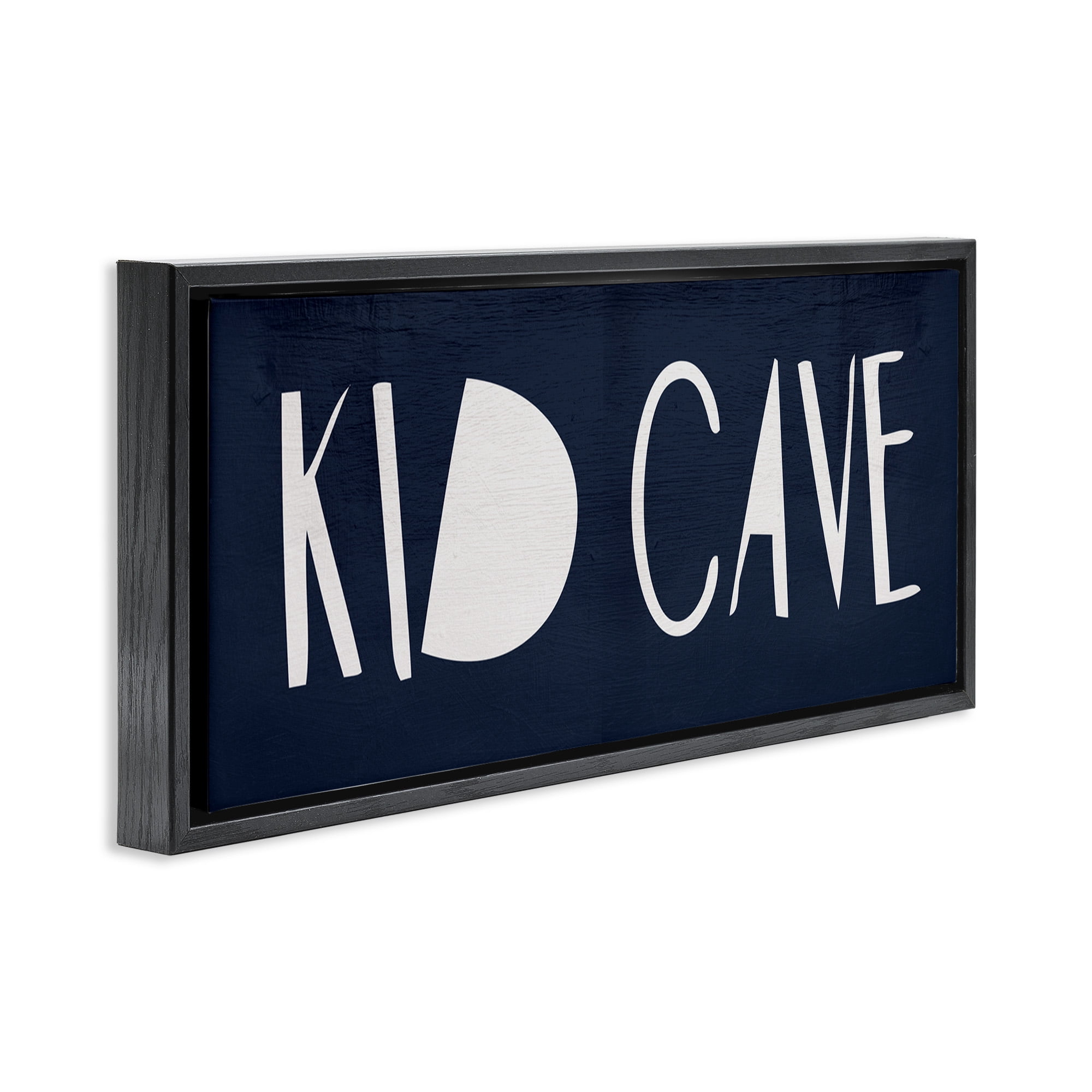Stupell Industries Minimal Kid Cave Sign Typography Painting Black Floater Framed Canvas Art Print Wall Art, 31 x 14
