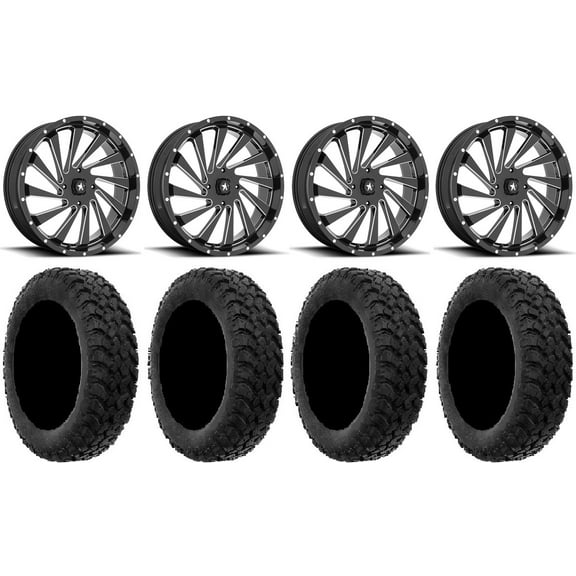 MSA Blade 20" Wheels Milled 34" MotoHammer Tires Kawasaki Mule Pro FXT
