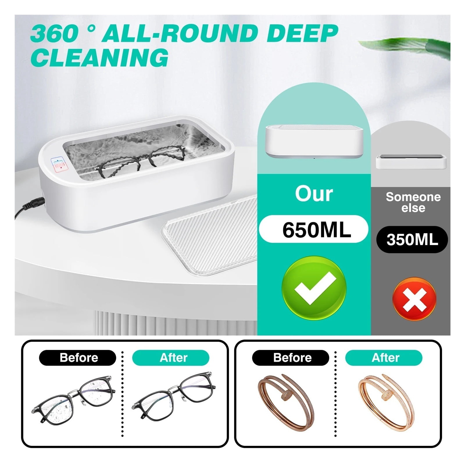 Professional 650ml Ultra Cleaner Wave Tank Glasses Watch Jewellery Cleaning Machine Tool ,Convenient to Use
