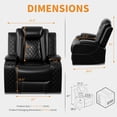 thumbnail image 3 of Recliner Chair, Power Reclining Single Sofa w/ LED Lights, USB Ports & Flip-Down Console, Breathing Leather Home Theater Seating for Living Room or RV, Black, 3 of 7