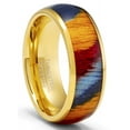 thumbnail image 1 of Tungsten Carbide Mens Ring Wedding Band Rosewood 8MM Comfort-Fit Multicolor Goldtone, 1 of 3