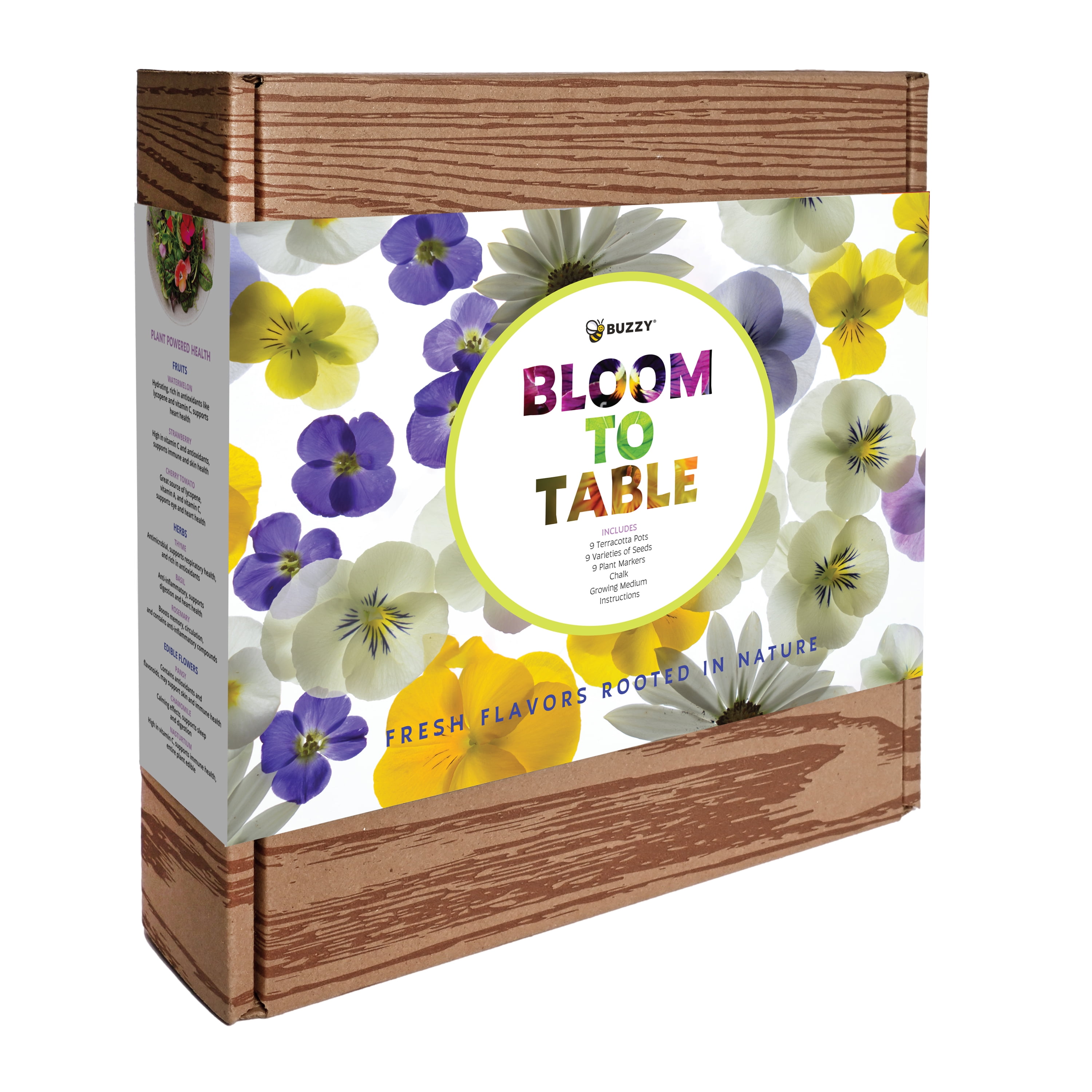 Buzzy Seeds Bloom to Table Starter Kit with 9 Fruit, Herb & Flower Seeds