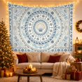 thumbnail image 3 of Coastal Seashell Mandala in Blue Ocean Waves, Tranquil Boho for Sea Lovers, Beach House Decor, Housewarming Gift, Tapestry Wall Hanging for Bedroom, Living Room and Dorm, 3 of 7