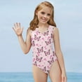 thumbnail image 5 of FOR U DESIGNS Lightweight Girls One-Piece Swimsuit for Beach Sport Pink Butterfly Flower Toddler One Piece Bathing Suit Summer Sleeveless Outfits Size 5-6, 5 of 8