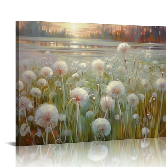 Fenyluxe Dandelions Sky Sun Art Modern Canvas Prints Ready To Hang Wall Art Decor 16x12in