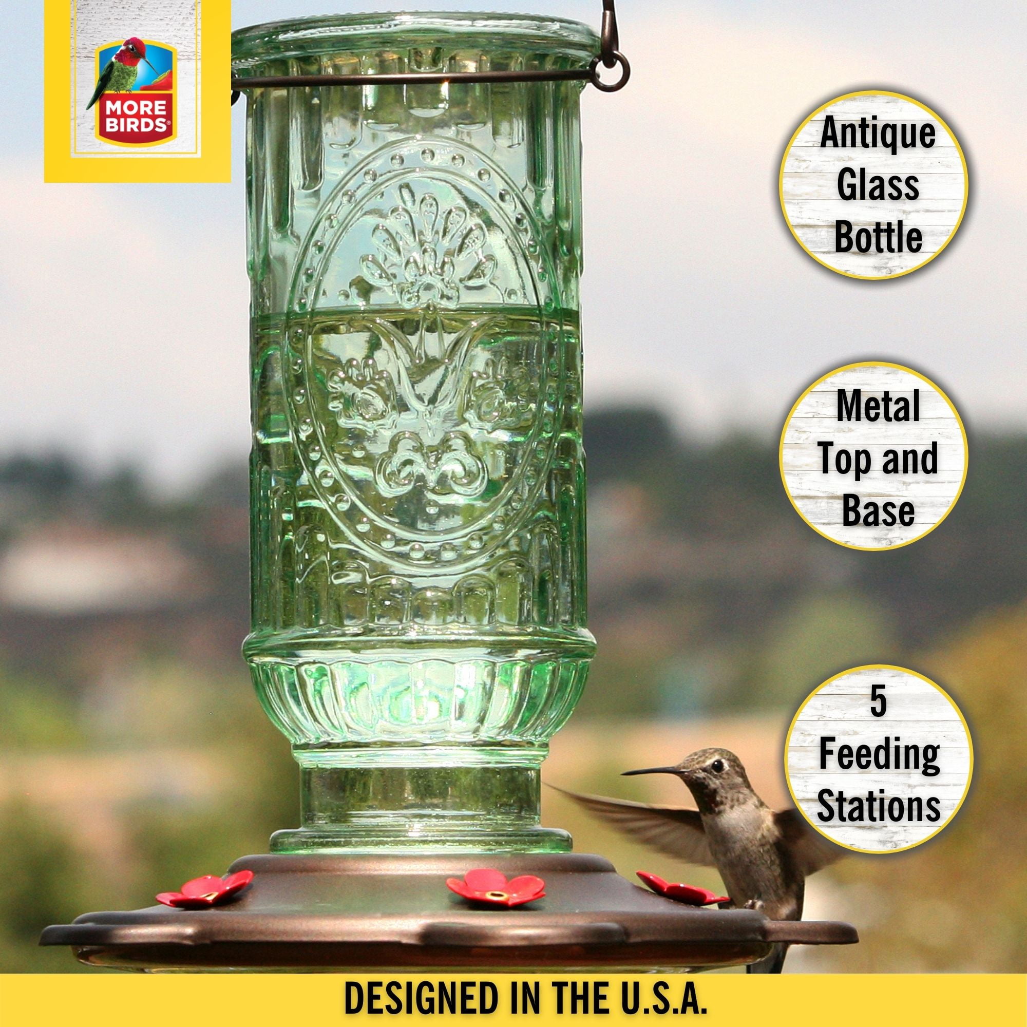 Nectar Capacity 25 oz Pack of 2 Hunter Green Classic Brands More Birds Rustic Glass Mason Jar Hummingbird Feeder Nectar Capacity 25 oz Pack of 2 Hunter Green Classic Brands More Birds Rustic Glass Mason Jar Hummingbird Feeder