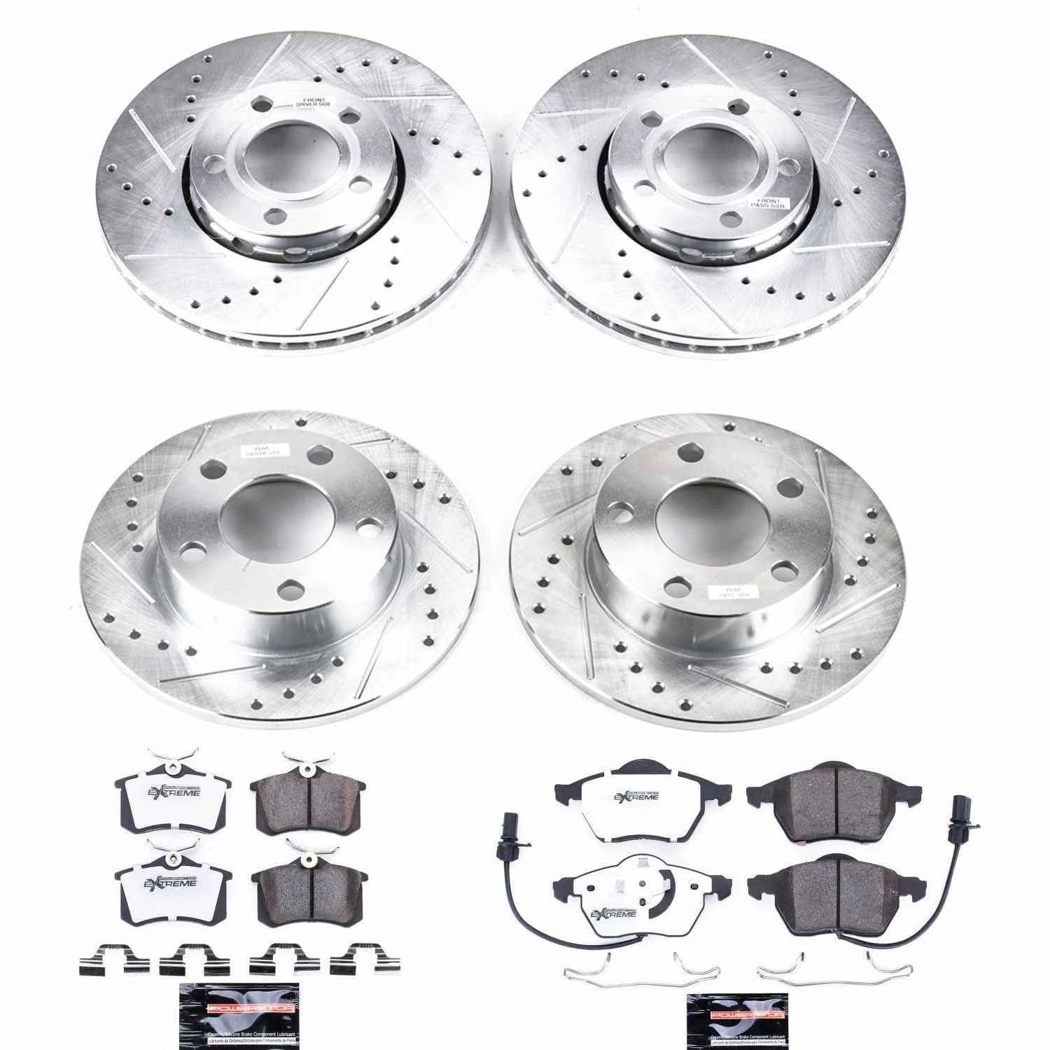 PowerStop Front and Rear Z26 Street Warrior Carbon-Fiber Ceramic Brake Pad and Drilled and Slotted Rotor Kit Fits: VOLKSWAGEN Select Models K2800-26