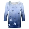 thumbnail image 4 of Pompotops T-shirt Ample Imprimé Mode Femme Manches 3/4 Blouse Col Rond Hauts Décontractés Liquidation, 4 of 5