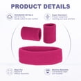 thumbnail image 3 of Uxcell Sweat Band Set Sports Terry Cloth Headband Wristband Moisture Wicking Head Band for Workout Deep Pink, 3 of 7