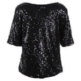 thumbnail image 3 of Women Sequin Tops Summer Loose Top Short Sleeve Blouse Ladies Casual Tops T-Shirt, 3 of 5
