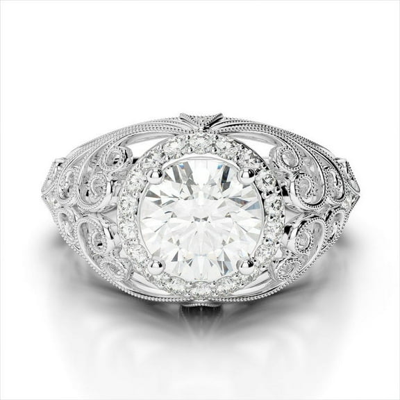 2.65 Ct Wonderful Round Diamond Engagement Rings For Women Solid 14K White Gold