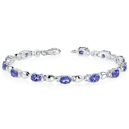 PEORA 5.50 Carats Simulated Alexandrite Tennis Bracelet for Women 925 Sterling Silver, Color Changing Oval Shape 6x4mm, 7 1/4 inch length