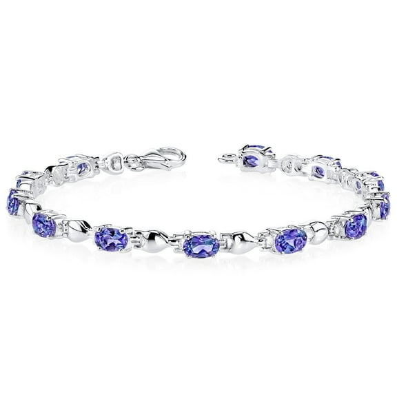 PEORA 5.50 Carats Simulated Alexandrite Tennis Bracelet for Women 925 Sterling Silver, Color Changing Oval Shape 6x4mm, 7 1/4 inch length